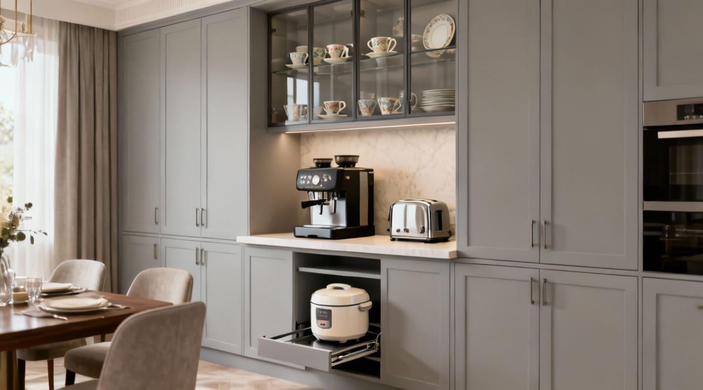 【高雄系統櫥櫃】廚房家電太多沒地方放?「餐邊櫃+電器櫃」整合設計全攻略