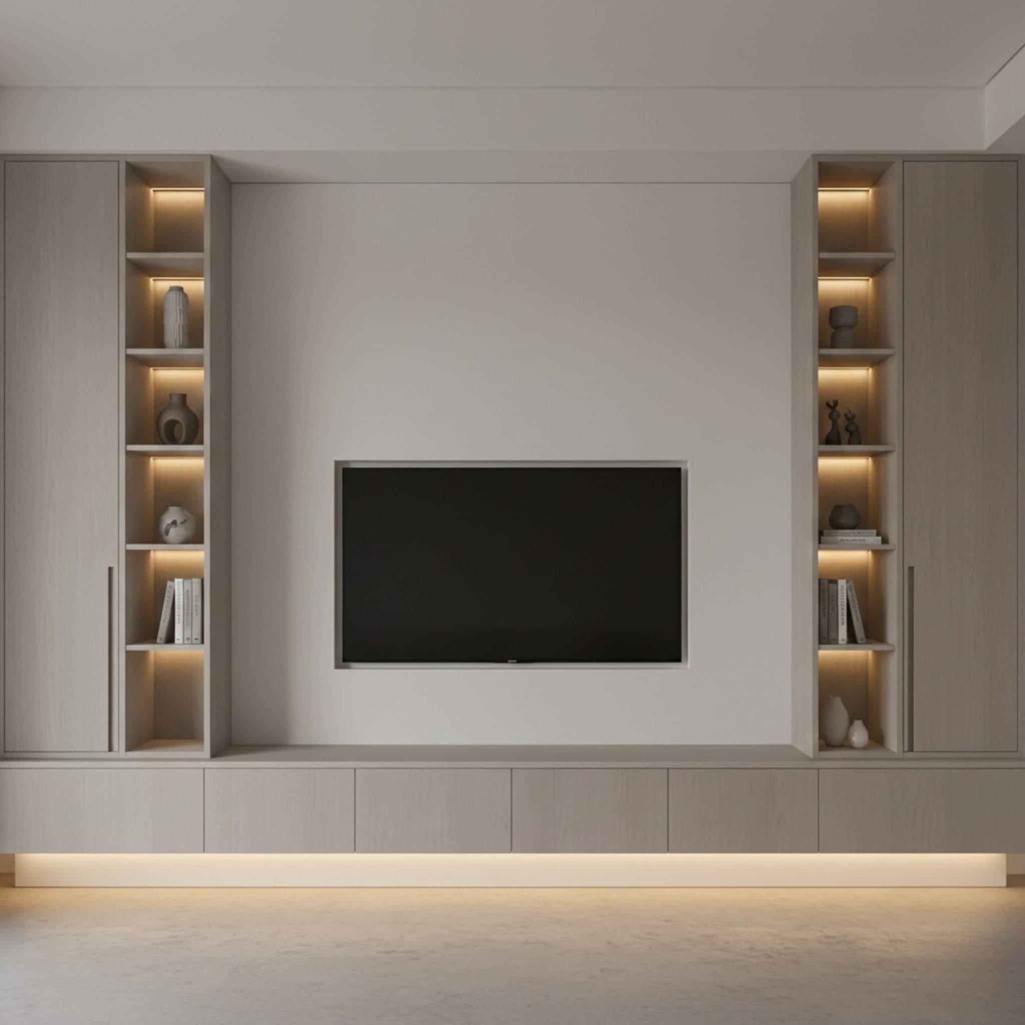 【高雄室內設計】電視牆線材不外露！3招隱藏收納設計，打造簡約俐落的視覺中心