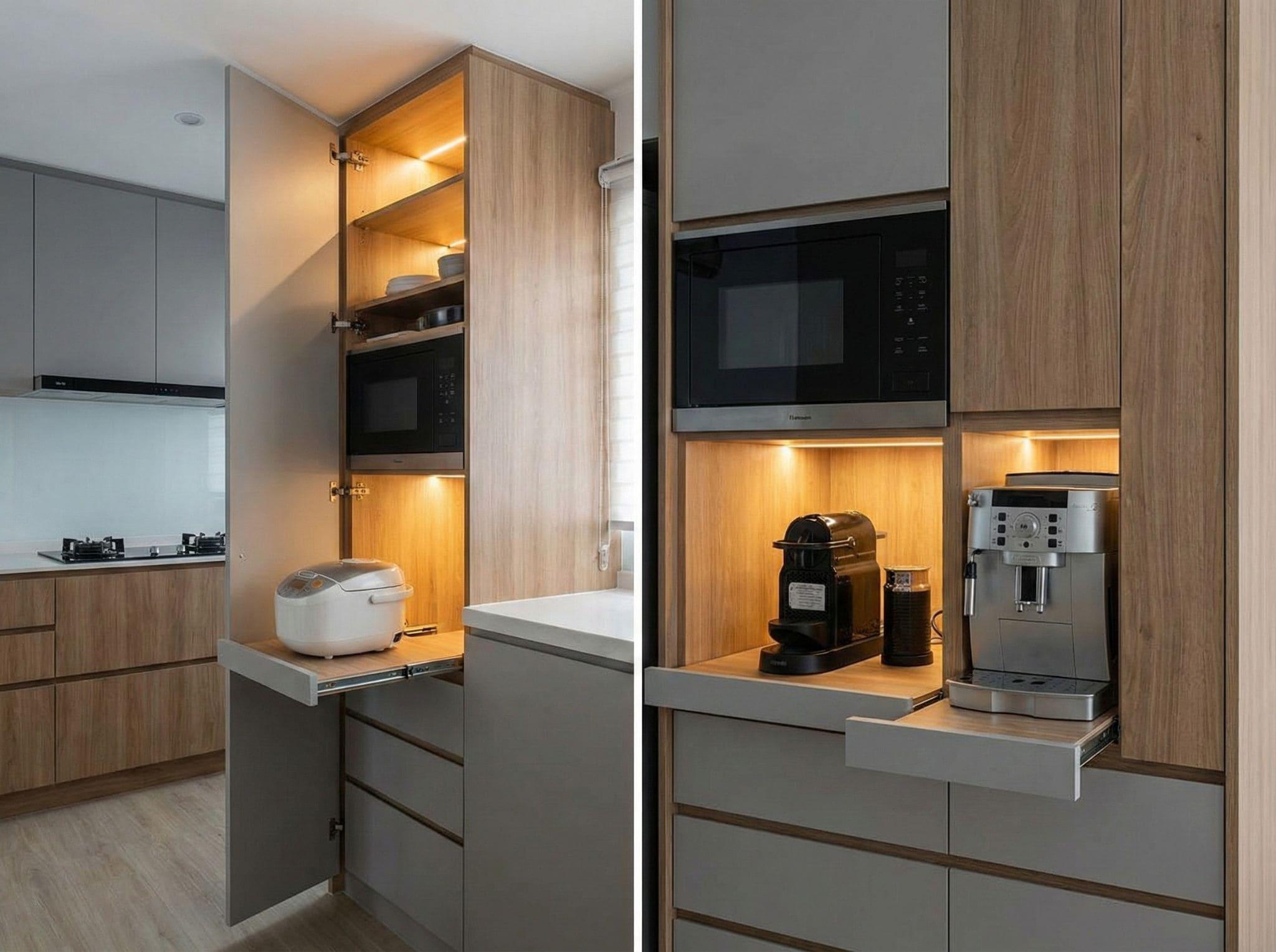 高雄系統櫥櫃推薦｜電鍋、微波爐放哪裡？「廚房電器櫃」規劃 3 大眉角