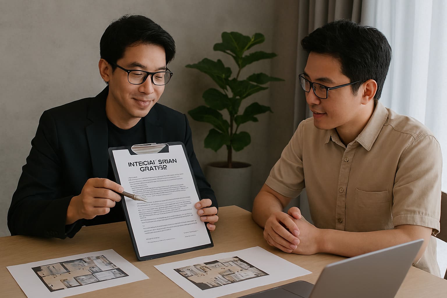 專業室內設計師與屋主在高雄討論室內設計合約細節.jpg