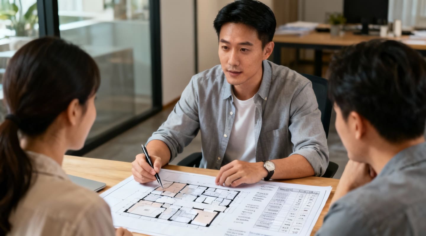 高雄室內設計師與客戶討論裝潢預算與報價.jpg 高雄室內設計師與客戶討論裝潢預算與報價.jpg